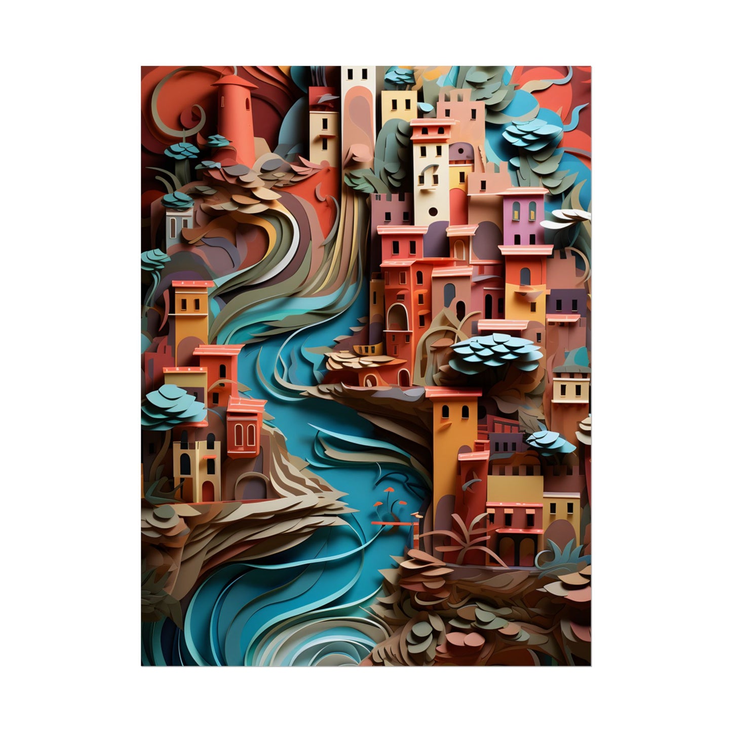 European Nature in Paper Quill: A Close-Up Artwork - Poster