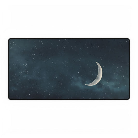 Minimalist Night Serenade: Blue-Gray Sky Artwork - Desk Mat
