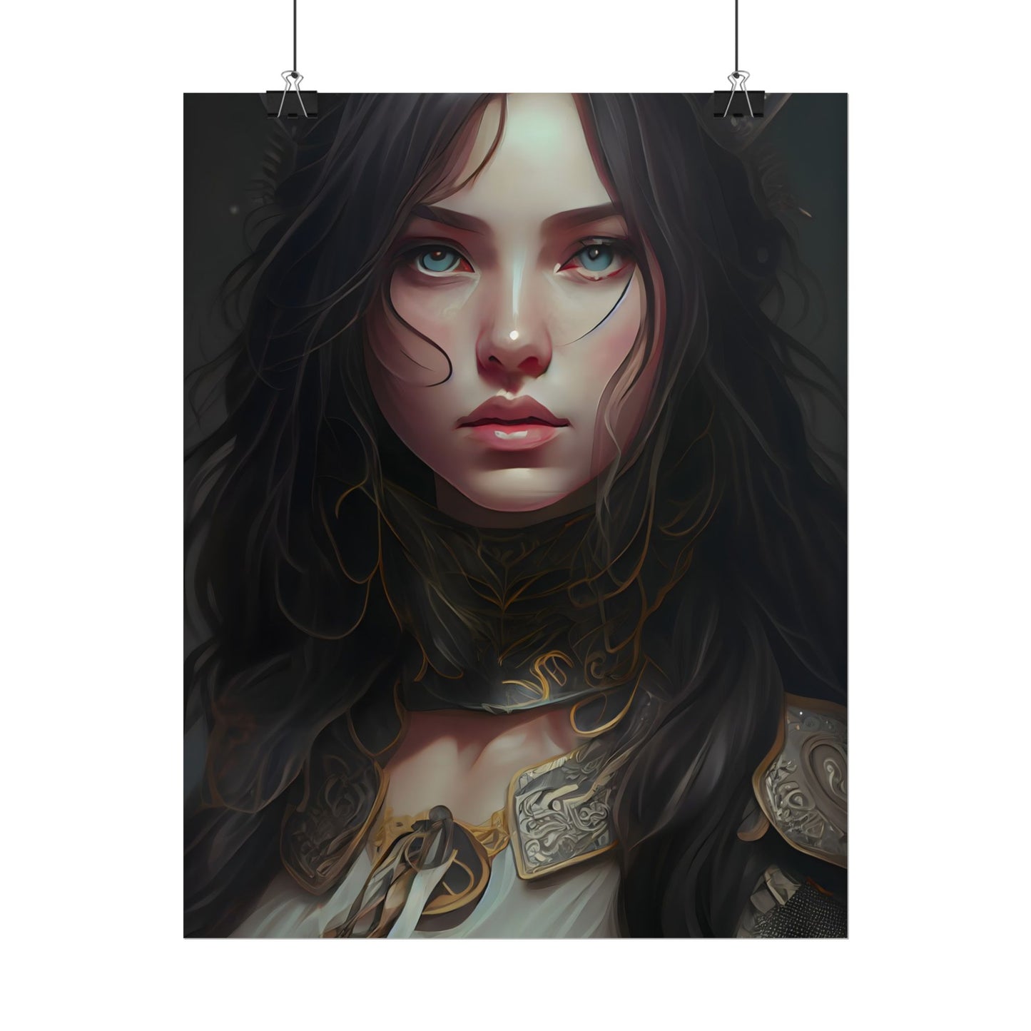 Vibrant Red Portrait: Dynamic Female Artwork - Poster