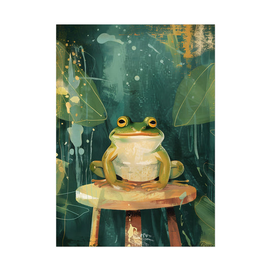Whimsical Frog Cartoon: Colorful Ta Illustration - Poster