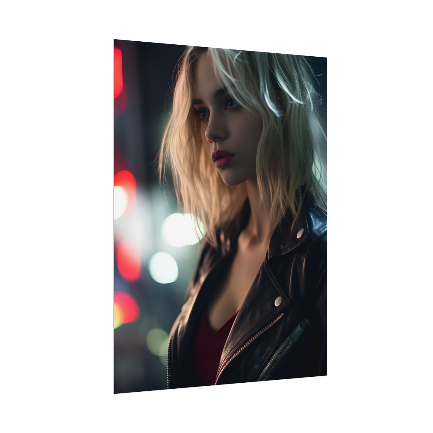 Cyberpunk Youth: Close-Up Portrait - Poster