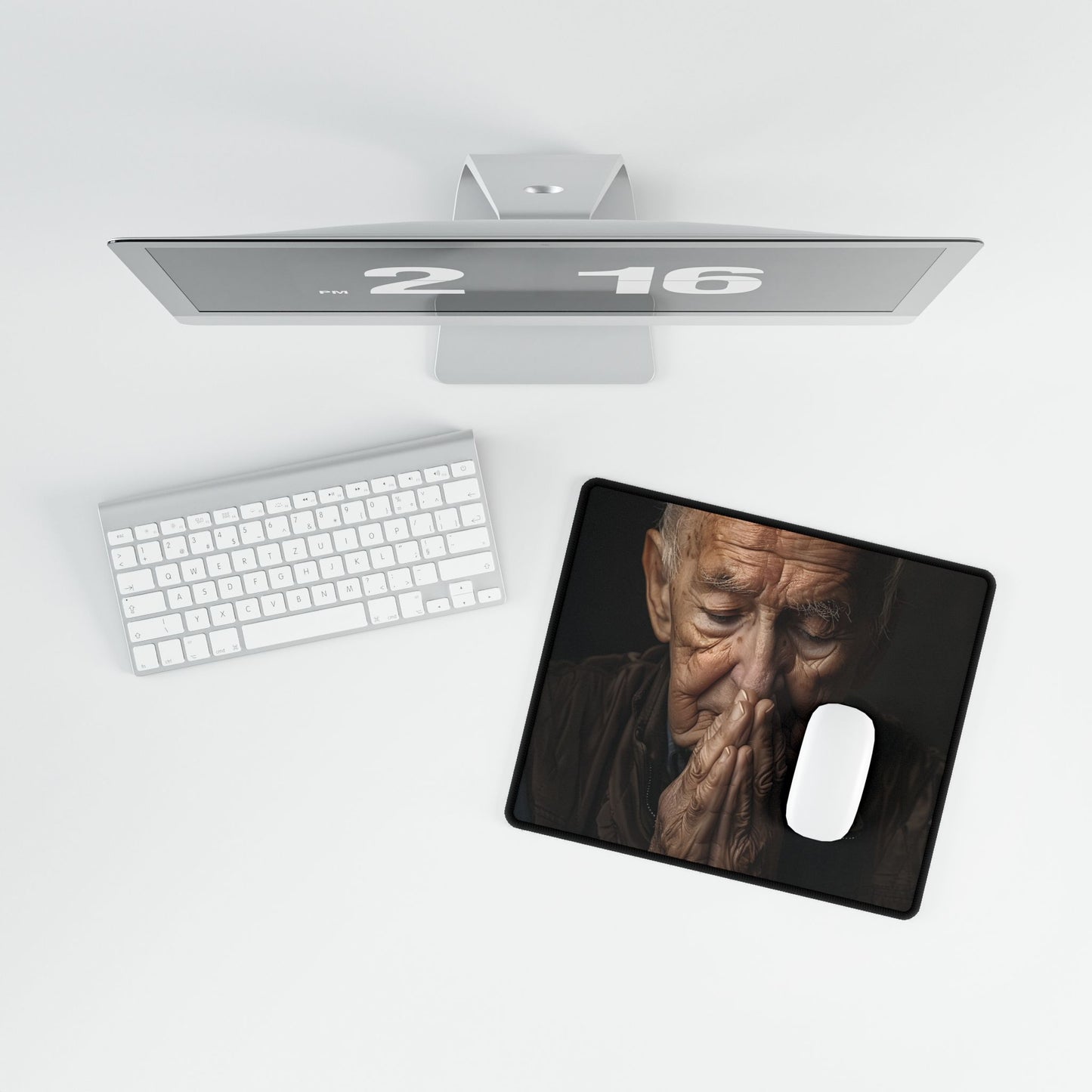 A Moment in Time: Gentle Aged Man in Formal Contemplation - Desk Mat