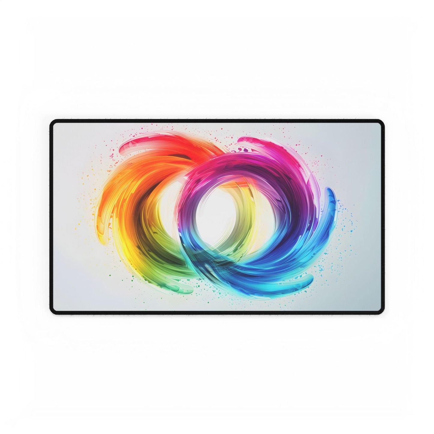 Swirling Colors: Gradient Artwork with Red, Blue, and Yellow Circles - Desk Mat