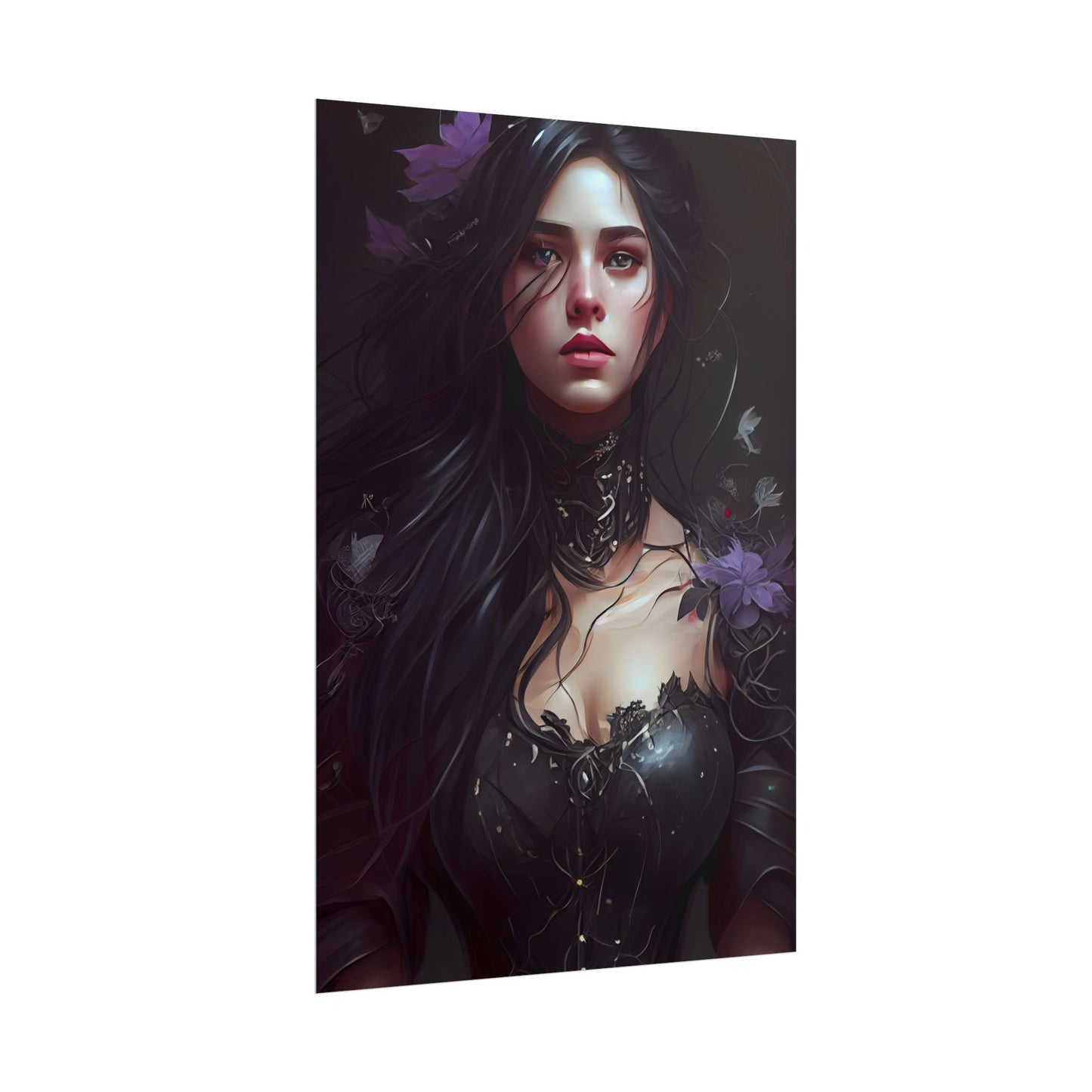 Striking Woman Portrait: Black Hair Artwork - Poster