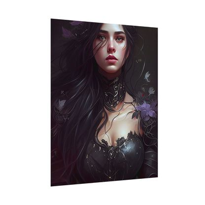 Striking Woman Portrait: Black Hair Artwork - Poster