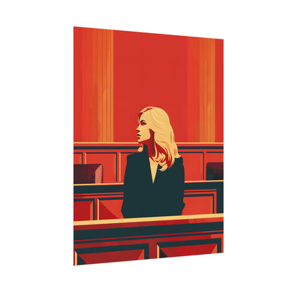 Elegant Woman in White: Modern Art Portrait - Poster