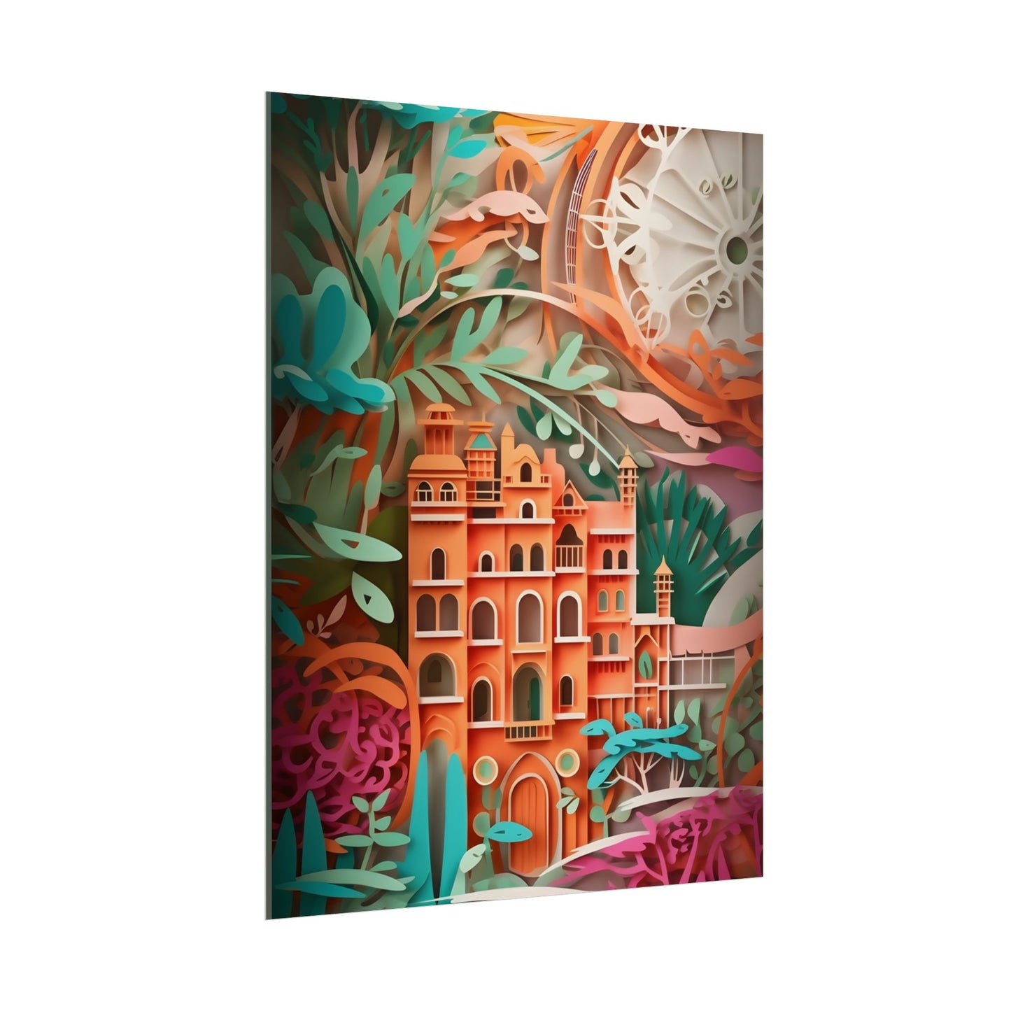 European Paper Quilled Landscape: Artistic Craftsmanship - Poster