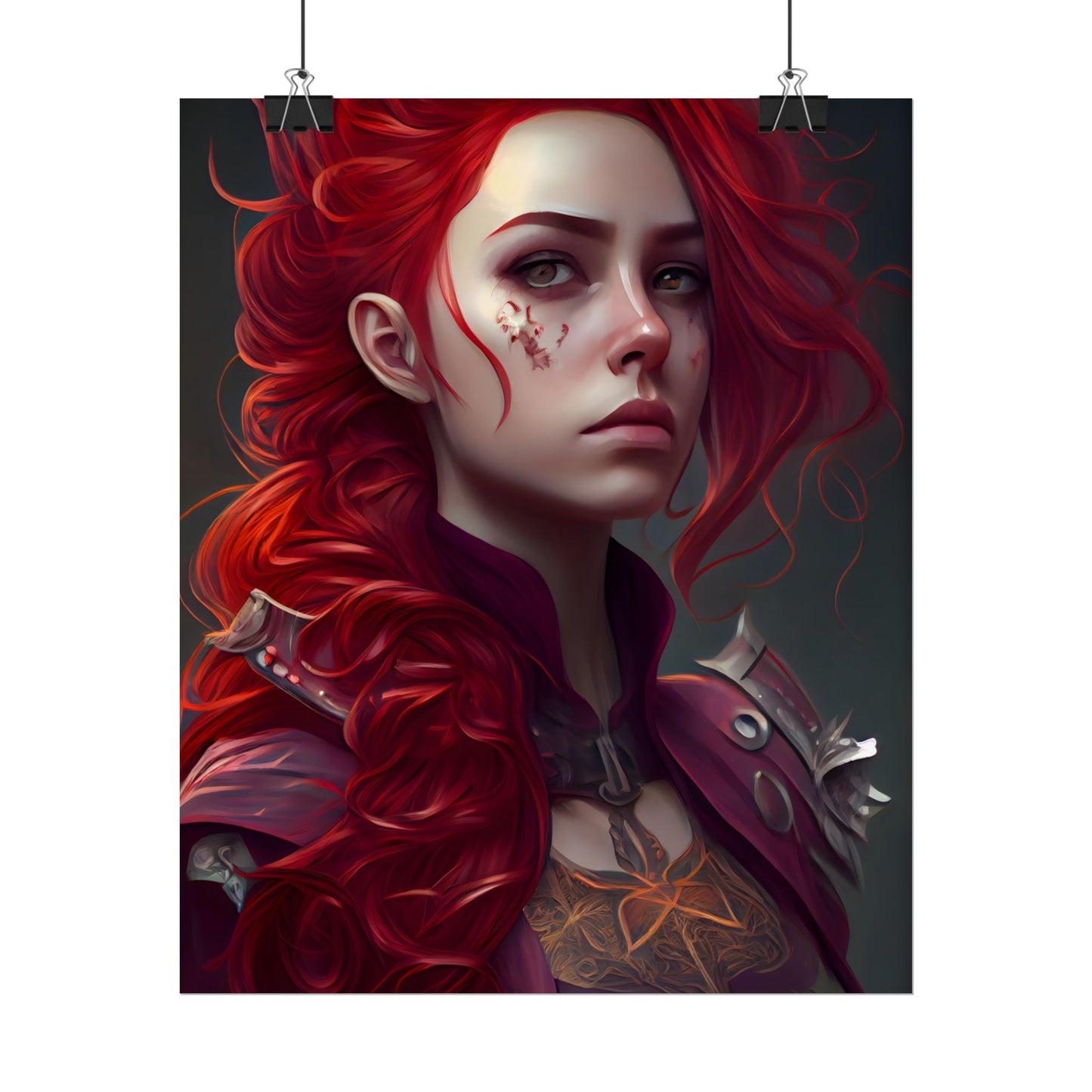 Realistic Red Hair Portrait: Soft Light Artwork - Poster