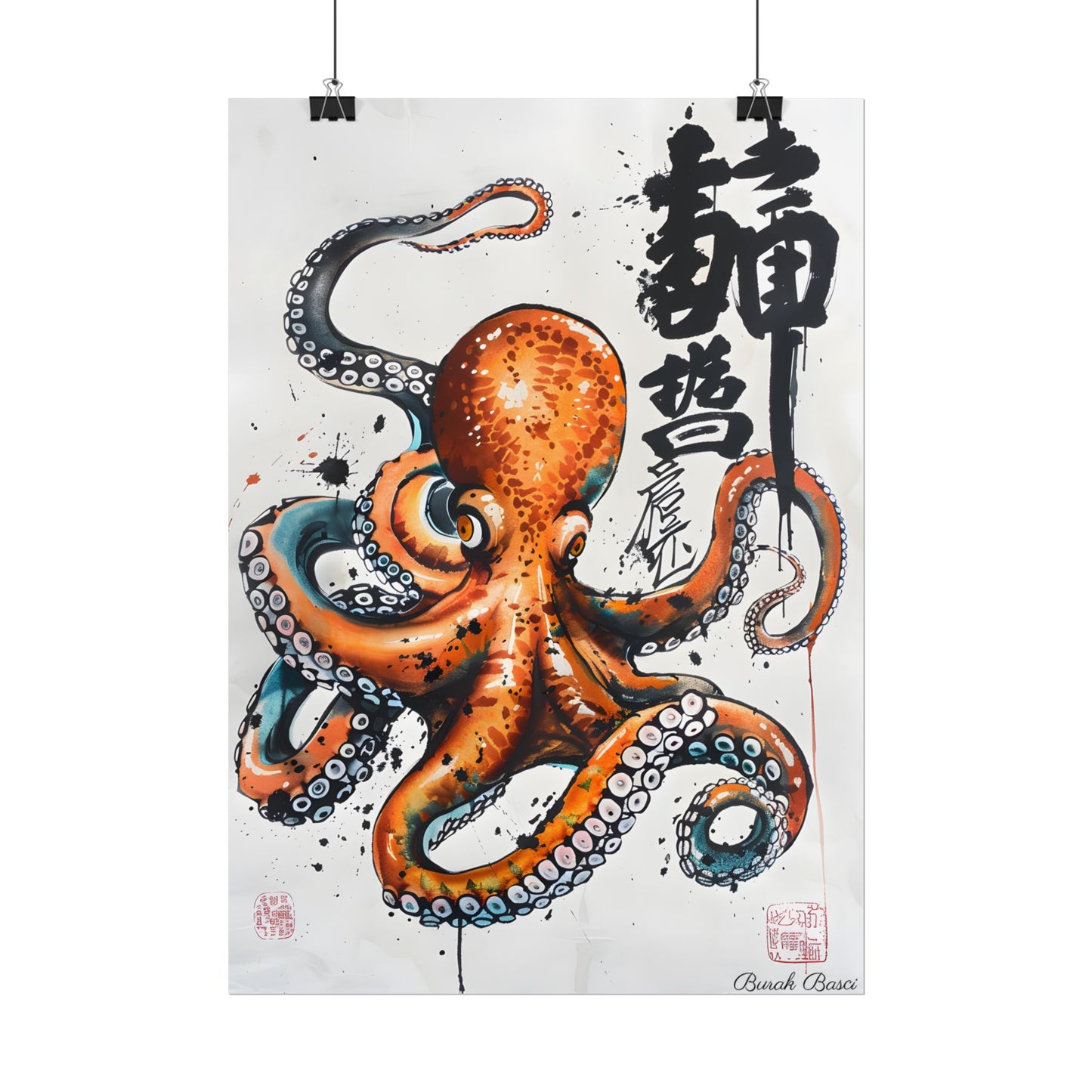 Japanese Ukiyo-e Octopus: Traditional Artwork Print - Poster