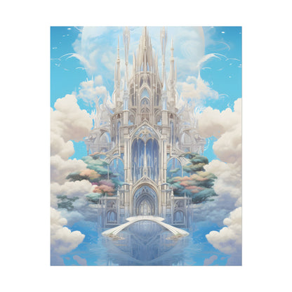 Floating City in Celestial Clouds: Fantasy Artwork - Poster