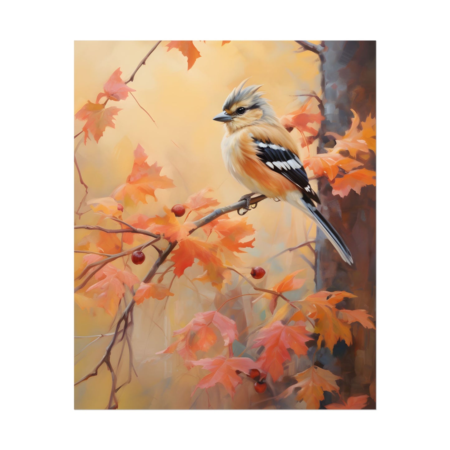 Vibrant Autumn Oak: Realistic Oil Painting - Poster