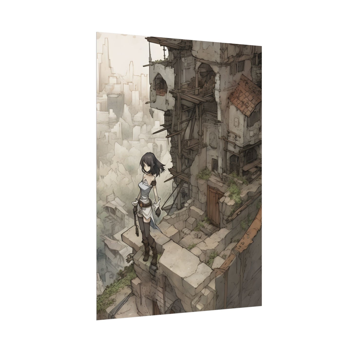 Dramatic Anime Bird Art: Detailed Illustration - Poster