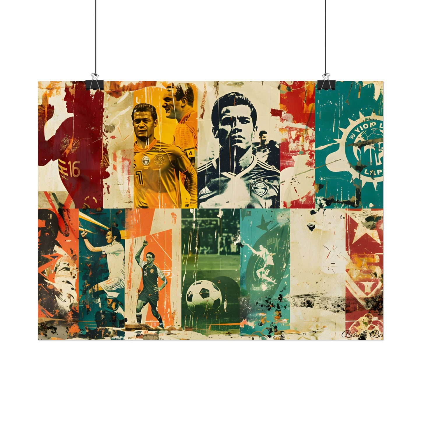 Vintage Soccer Posters: Retro Sports Art Collage - Poster