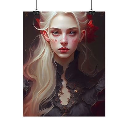 Beautiful Blonde Portrait: A Stunning Female in Black Top - Poster