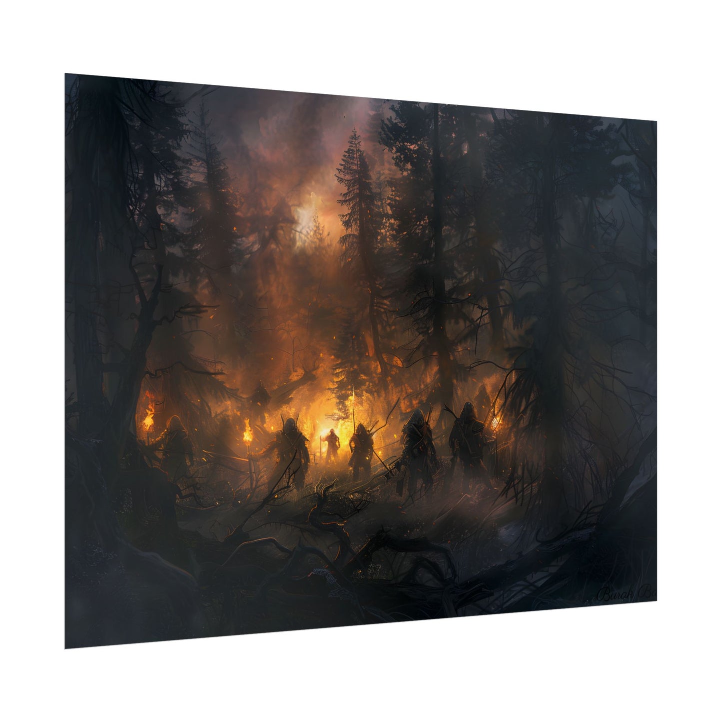 Tranquil Forest Sunset: People Connecting with Nature - Poster