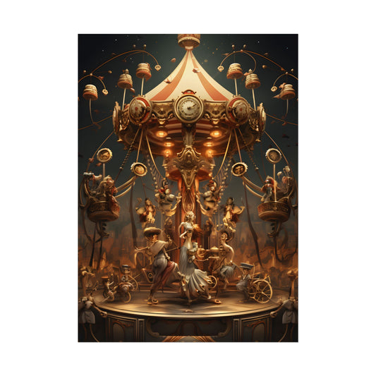 Whimsical Clockwork Circus: A Magical Timepiece Art - Poster