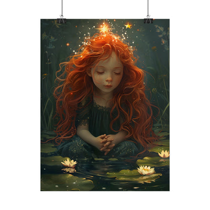 Sparkly Redhead Daydream: Young Girl Digital Art - Poster