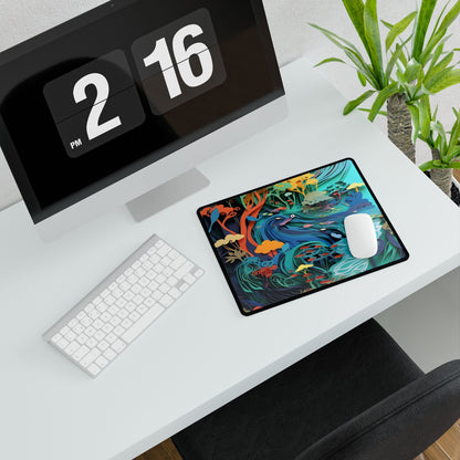 Vibrant Paper Quilling Beach Landscape: Relaxed Summer Art - Desk Mat