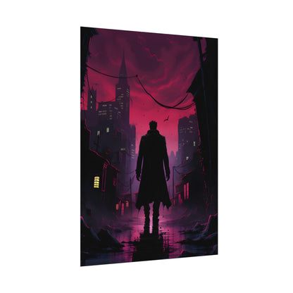 Gritty Urban Scene: Detective in Thought - Poster