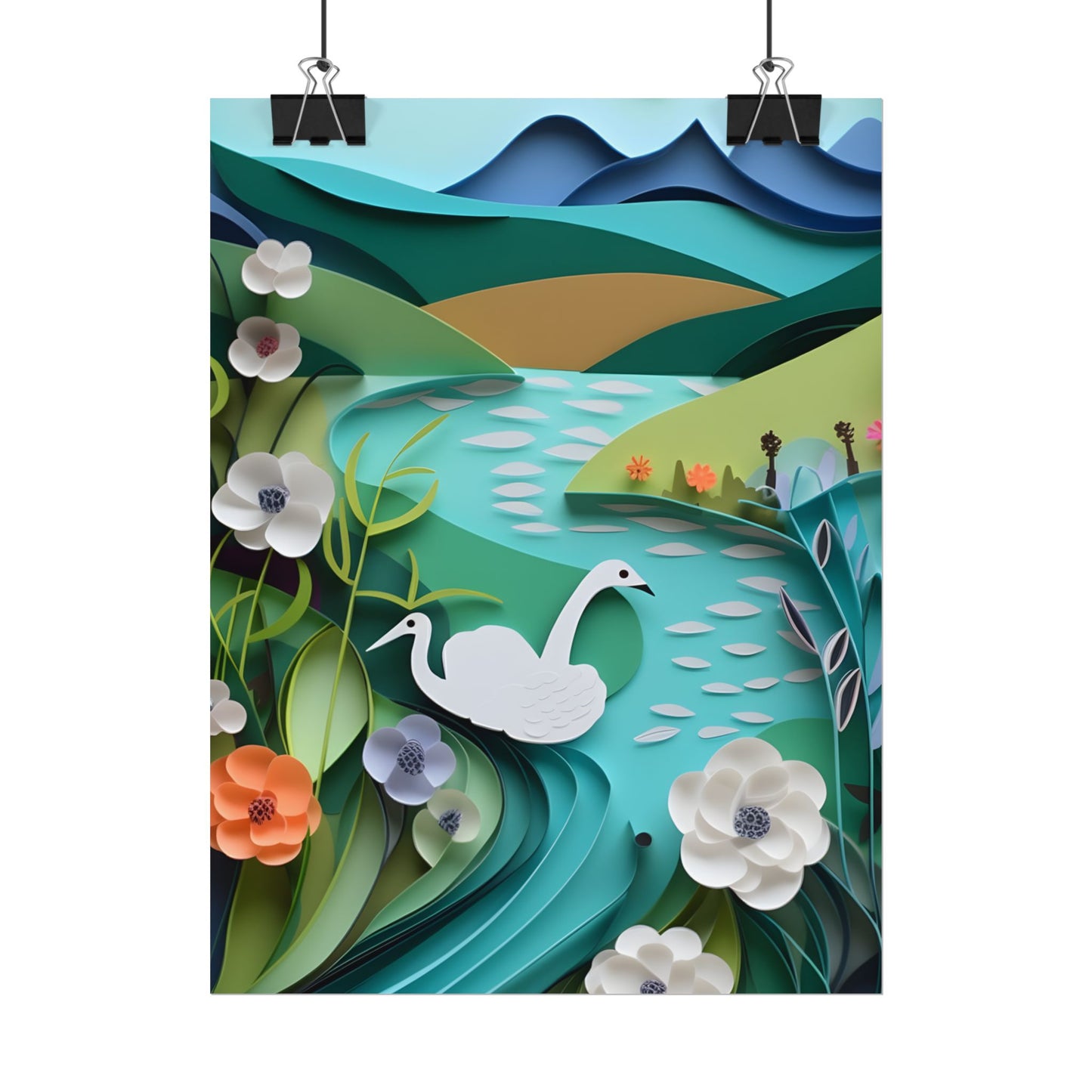 Vibrant Paper Quilling Island: A Beautiful Tropical Landscape - Poster