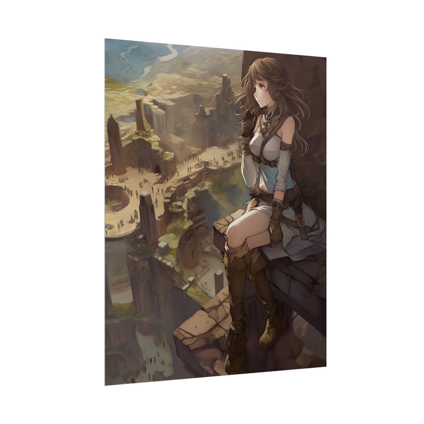 Heroic Bird's Eye View: A Detailed Anime Scene - Poster