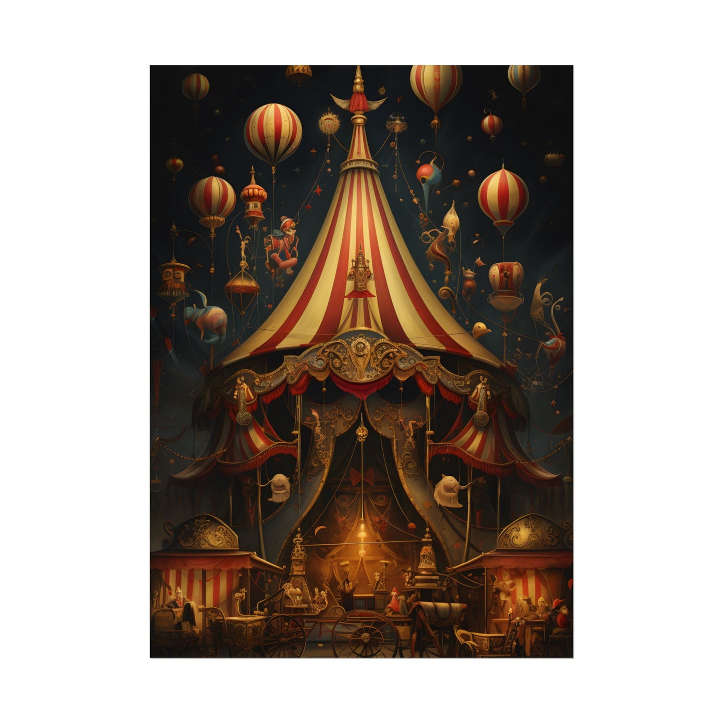 Whimsical Clockwork Circus: Fantastical Art with Vibrant Details - Poster