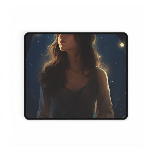 Contemplative Moment: A Person in Reflection - Dark Colored Portrait - Desk Mat