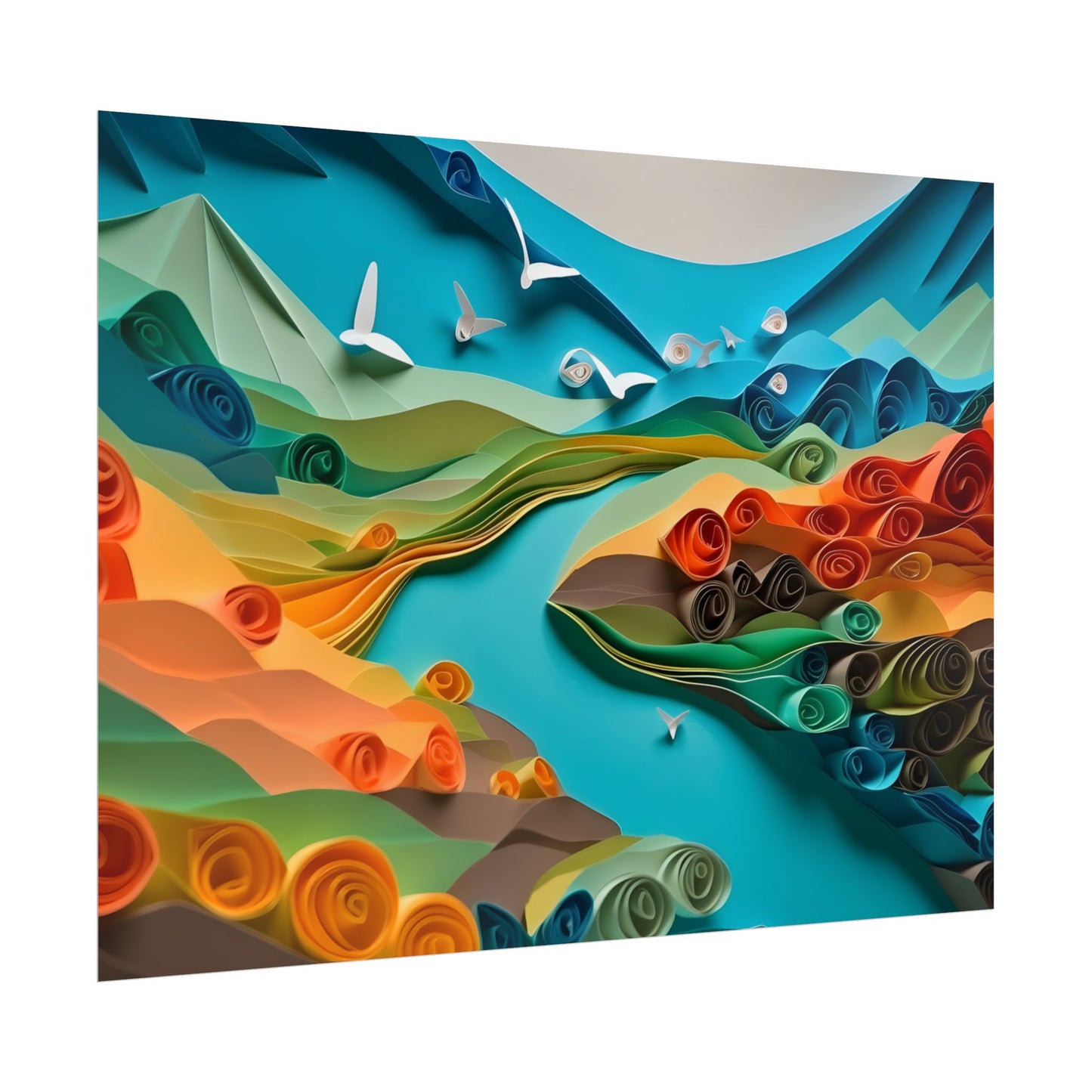 Magical Beach Paradise: Peaceful Paper Quilling Art - Poster