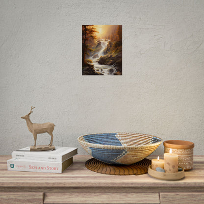 Breathtaking Waterfall: Oil Painting Artwork - Poster