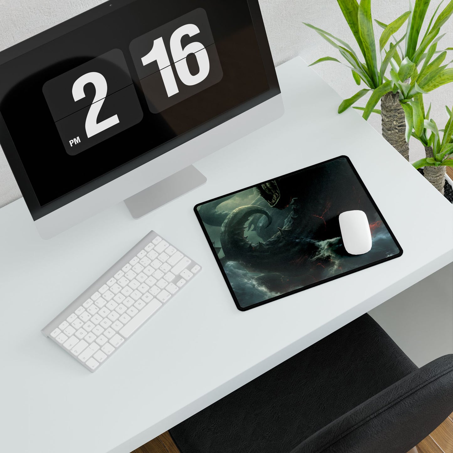 Ancient Sea Monster: Mythical Serpentine Digital Illustration - Desk Mat