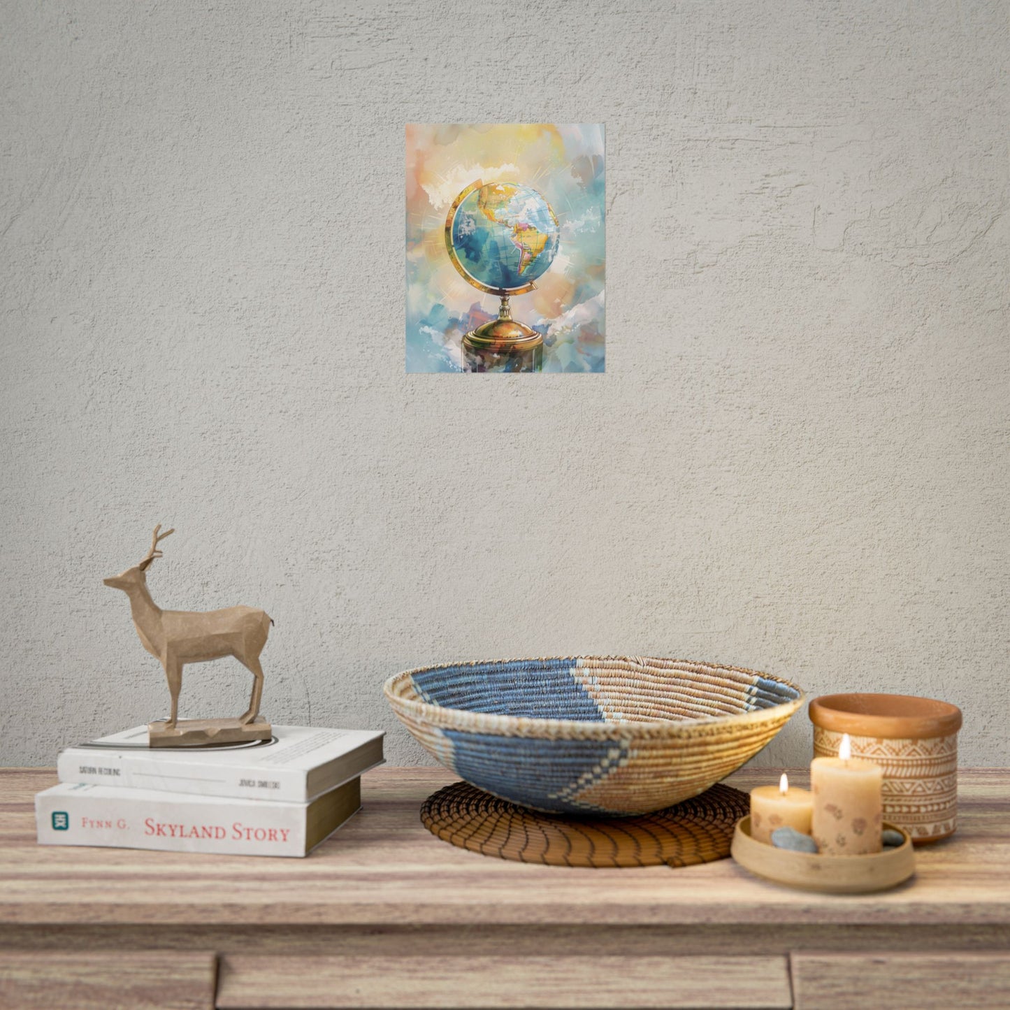 Vintage-Style Globe: World Map with Iconic Features - Poster