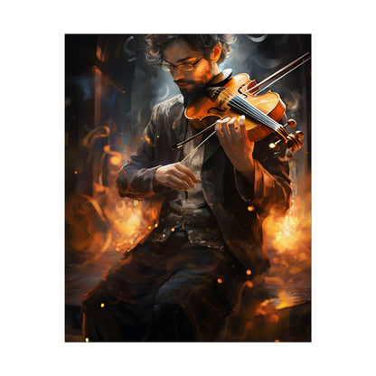 The Mysterious Musician: Close-Up Portrait with Violin - Poster