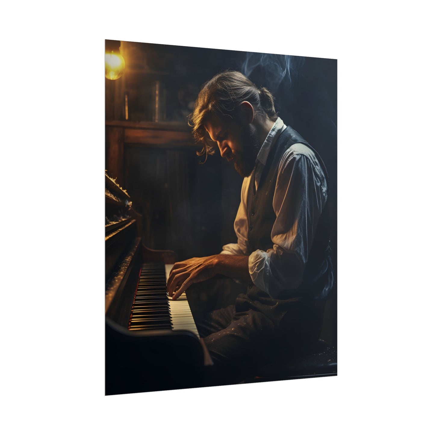 Mysterious Piano Maestro: Musical Artwork - Poster