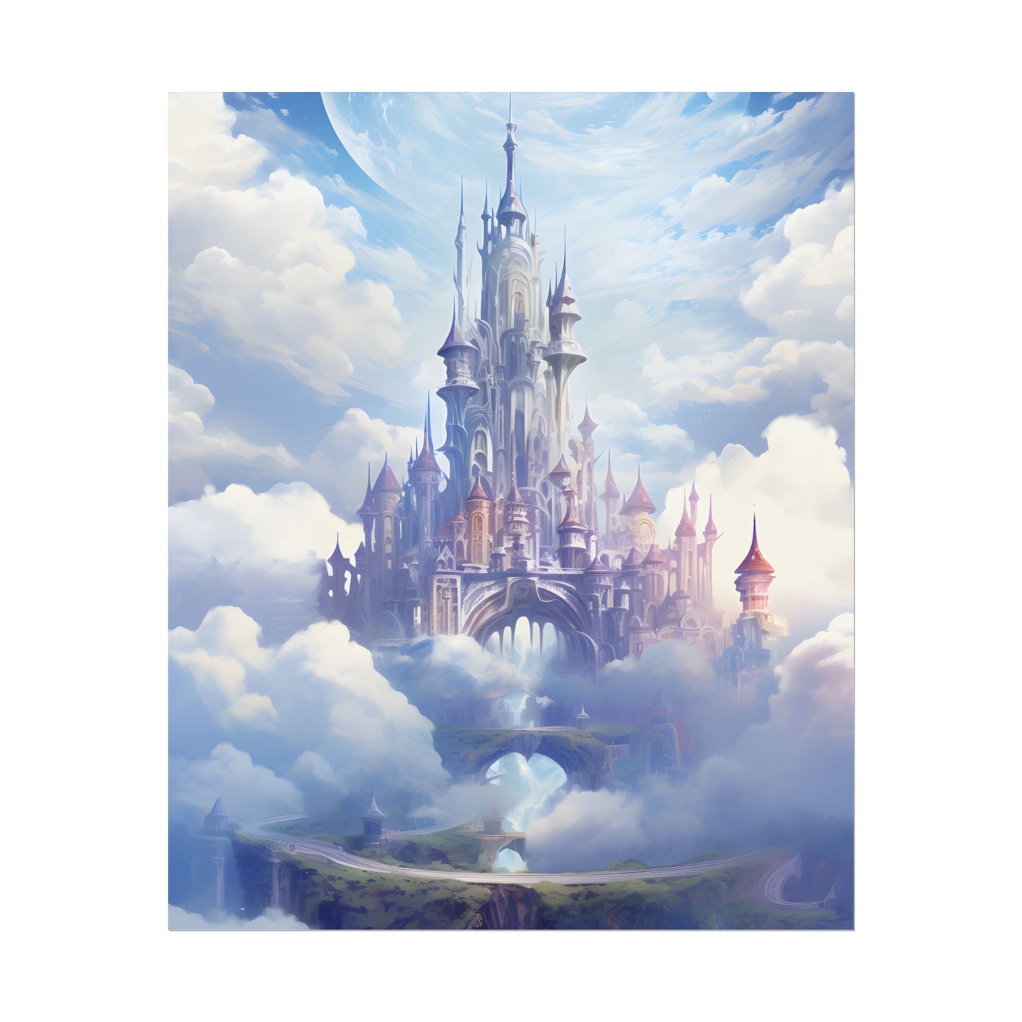 Floating Fantasy City: Celestial Digital Art - Poster