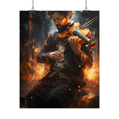 The Mysterious Musician: Close-Up Portrait with Violin - Poster