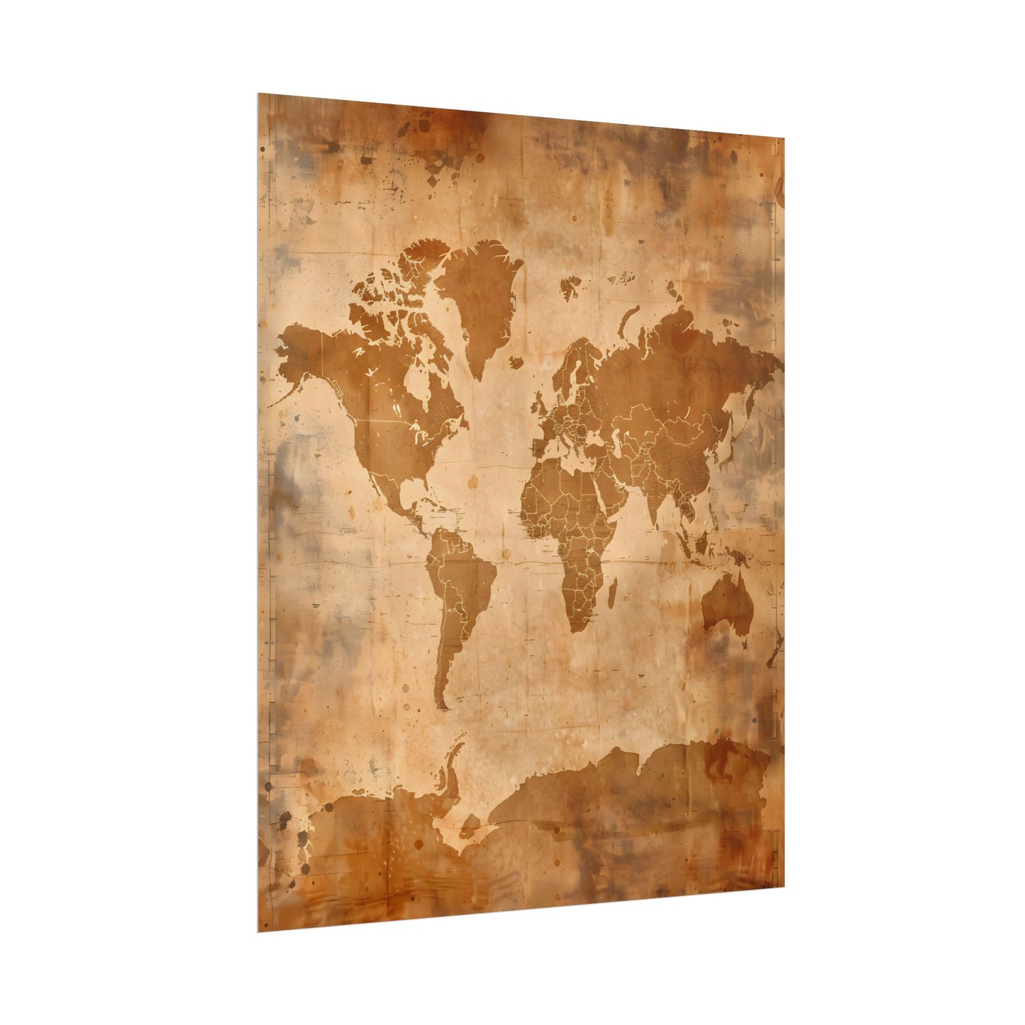 Vintage World Map: Artistic Cartography on Canvas - Poster