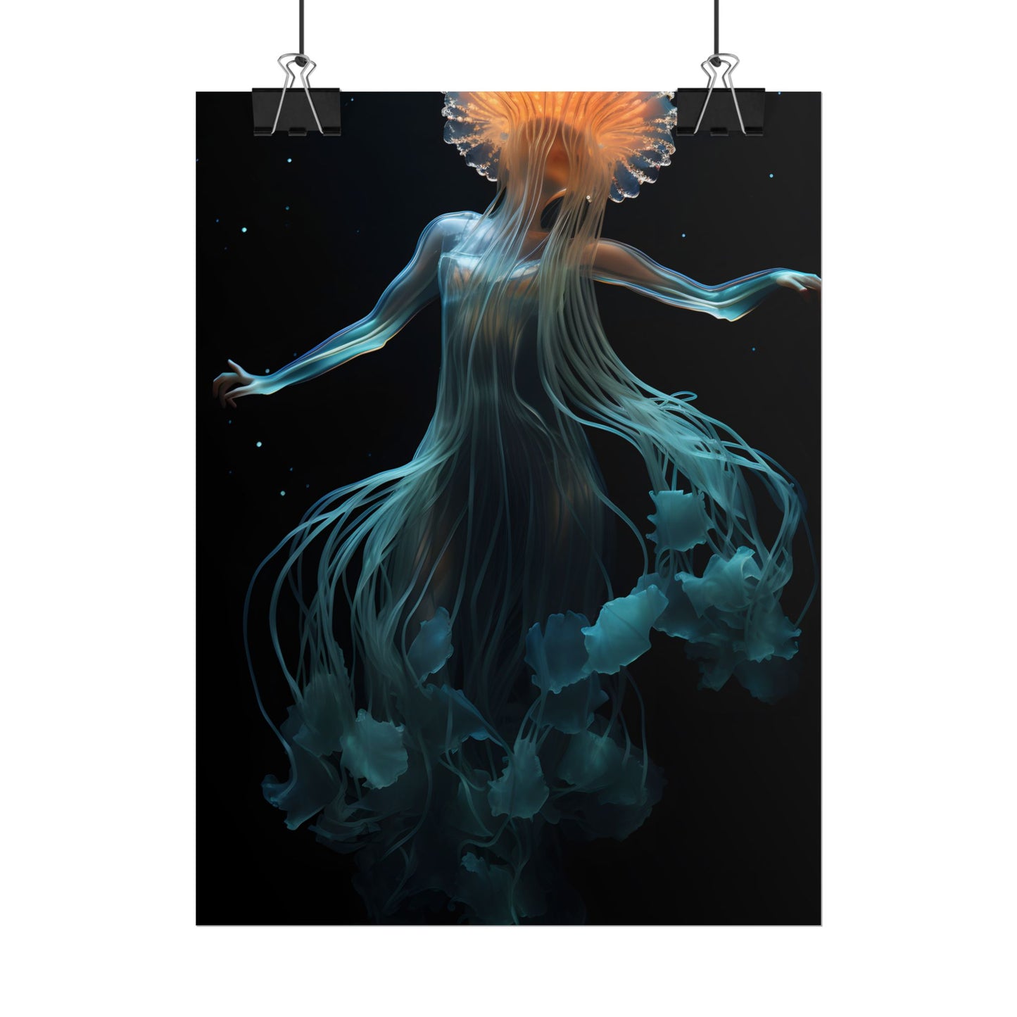 Underwater ballet of luminescent beauty: A dance in motion with oceanic harmony - Poster