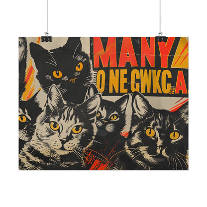 Red Cats in Soviet Motion: A Playful Poster Art - Poster