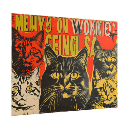 Whisked Away: A Soviet-Inspired Poster Featuring Multiple Feline Friends - Poster