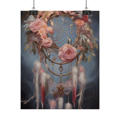Ethereal Dreamcatcher Realm: Surreal Artwork with Colorful Feathers - Poster