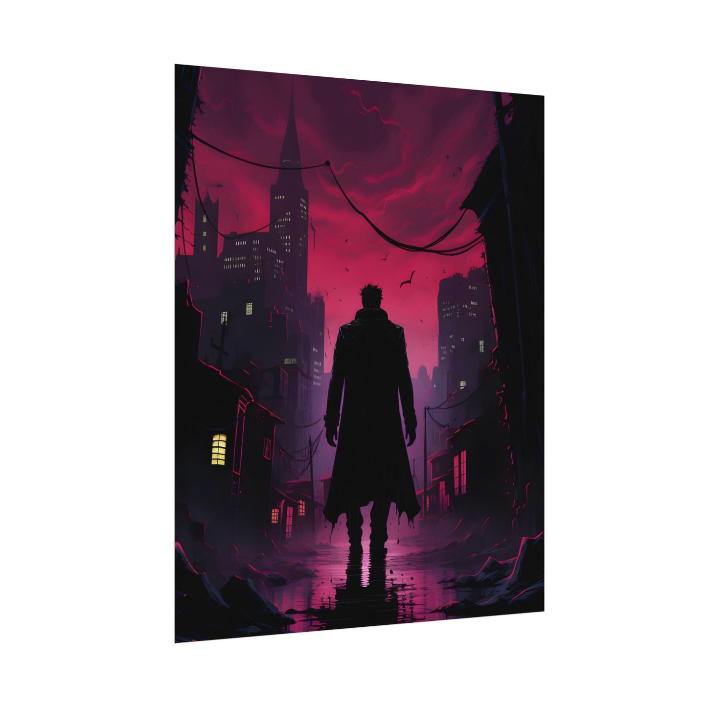 Gritty Urban Scene: Detective in Thought - Poster