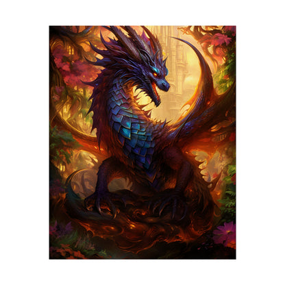 Majestic Dragon Guardian: Fantasy Landscape Art - Poster