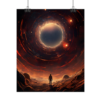 Black Hole Cosmic: A Realistic Digital Artwork of a Planet in Orbit - Poster