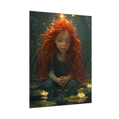 Sparkly Redhead Daydream: Young Girl Digital Art - Poster