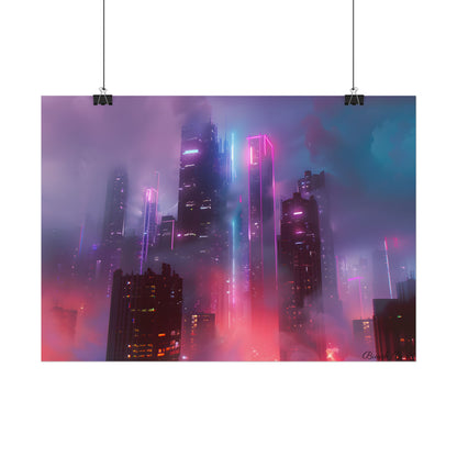 Futuristic Cityscape: Neon Dreams in the Urban Sky - Poster