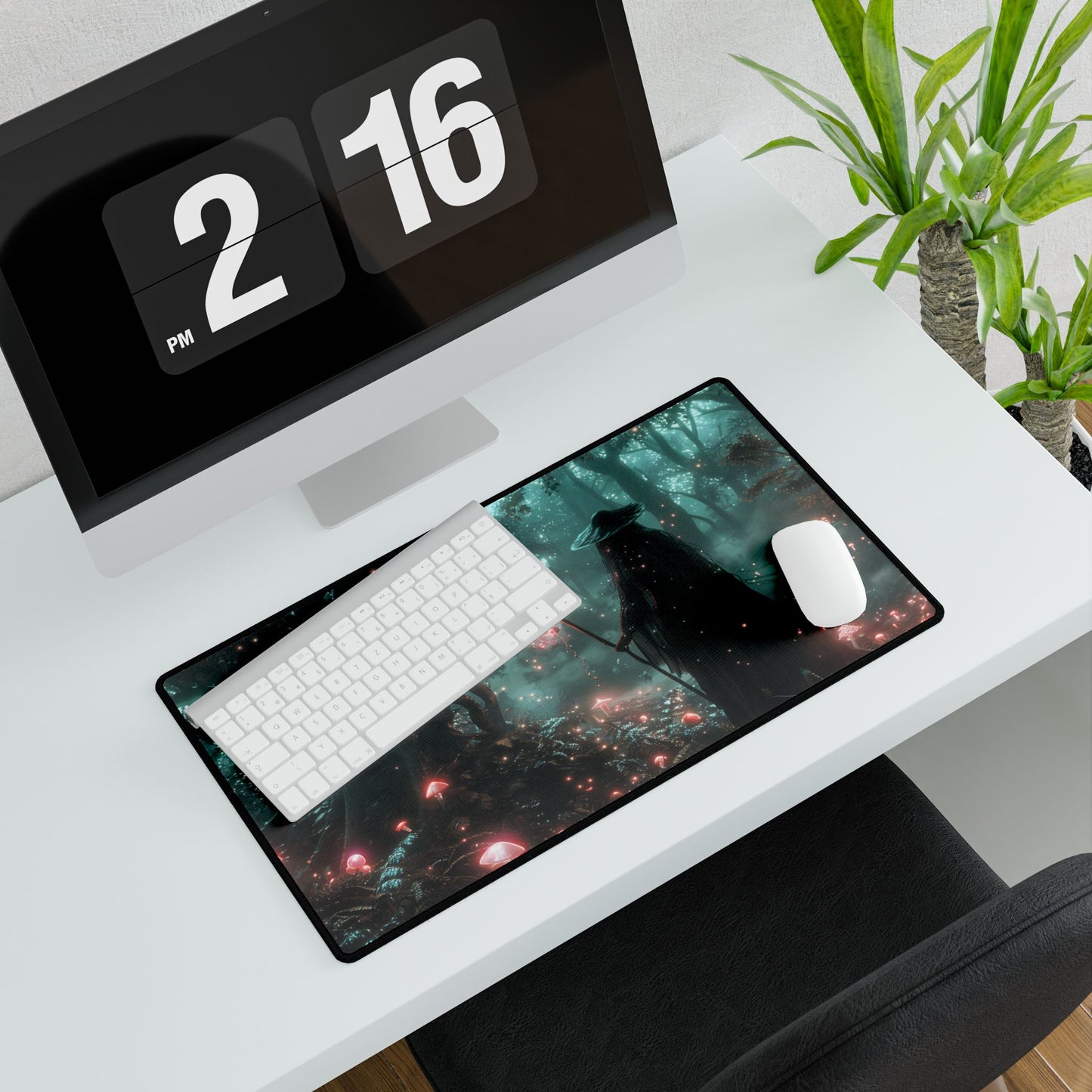 Whispers of Magic in Enchanted Woods: A Mysterious Encounter with the Witch - Desk Mat