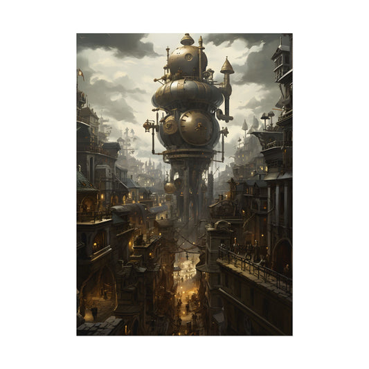Vibrant Steampunk City: A World of Wonder - Poster