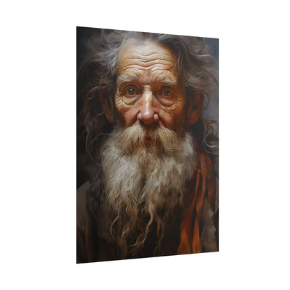 Elderly Wisdom: Realistic Portrait Art - Poster