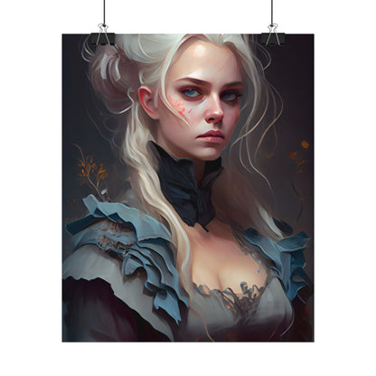 Blonde Profile Portrait: Simple Daylight Dress Art - Poster