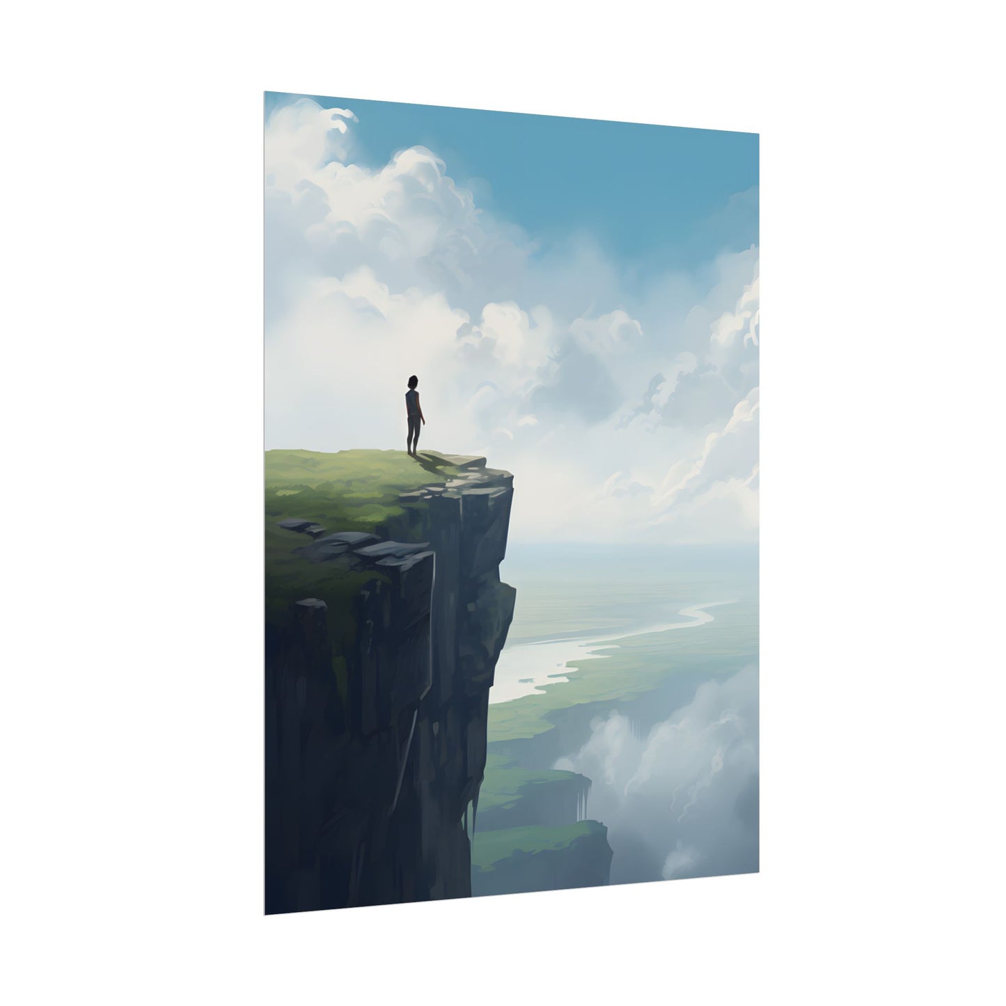 Spring Afternoon Outdoor Scene: Person Walking on Sidewalk - Poster